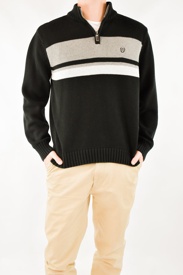 Striped Quarter Zip Sweater