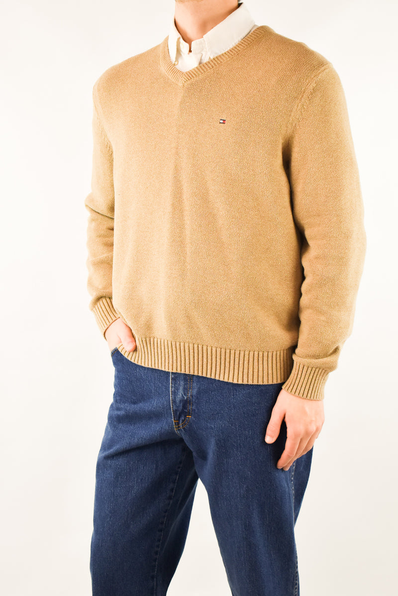 Beige V-Neck Sweater