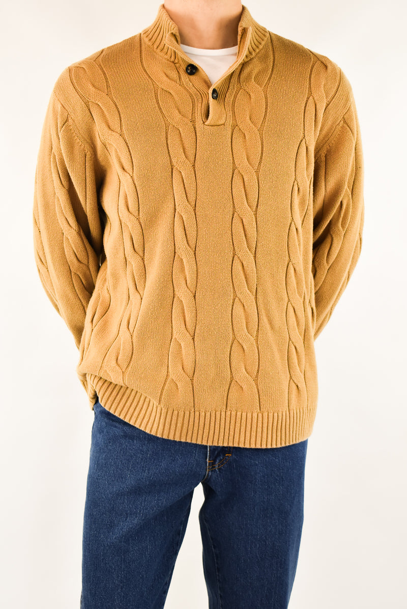 Camel Quarter Button Sweater