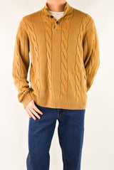 Camel Quarter Button Sweater