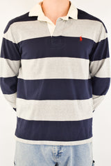 Navy Striped Rugby Polo