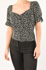 Polka Dot Black Blouse