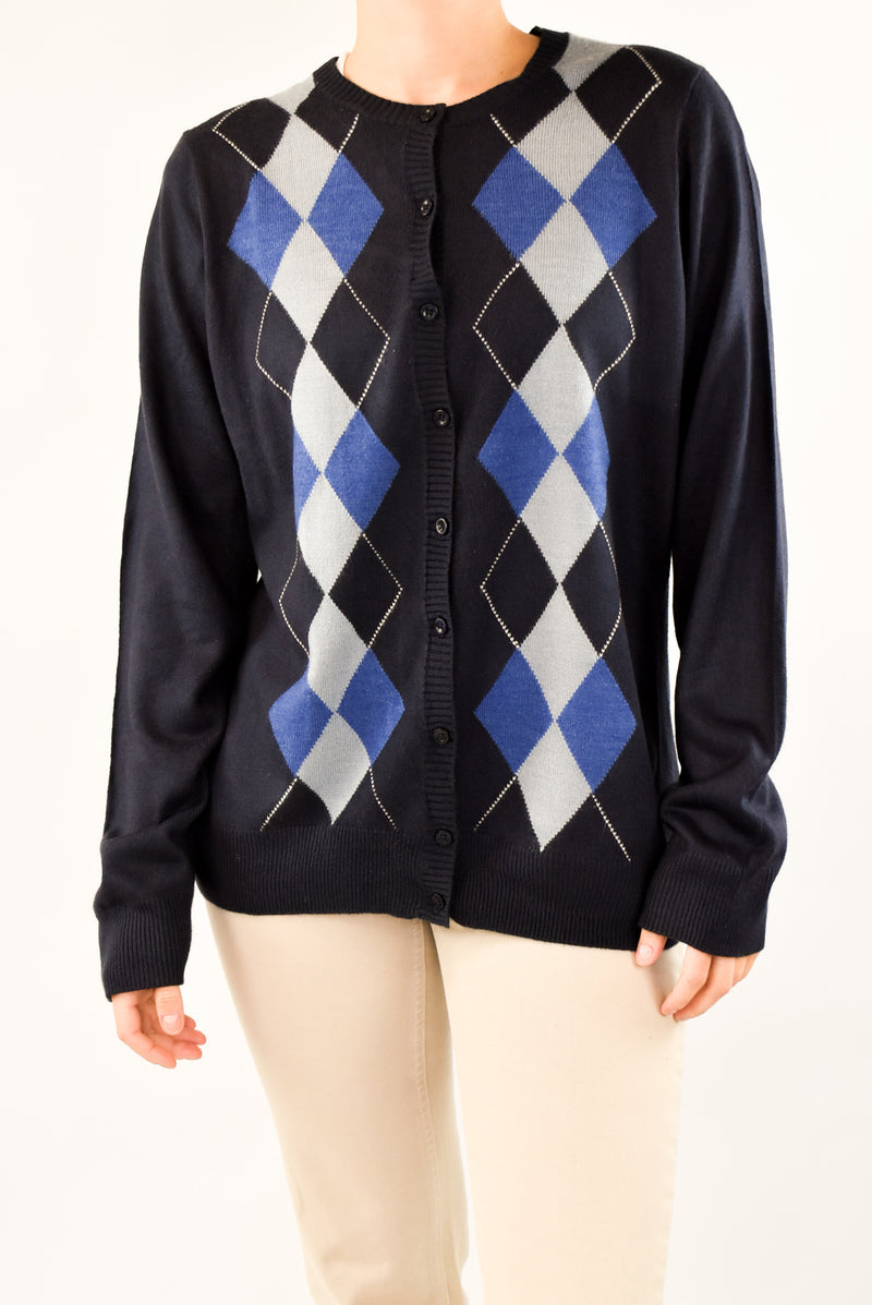 Argyle Navy Cardigan