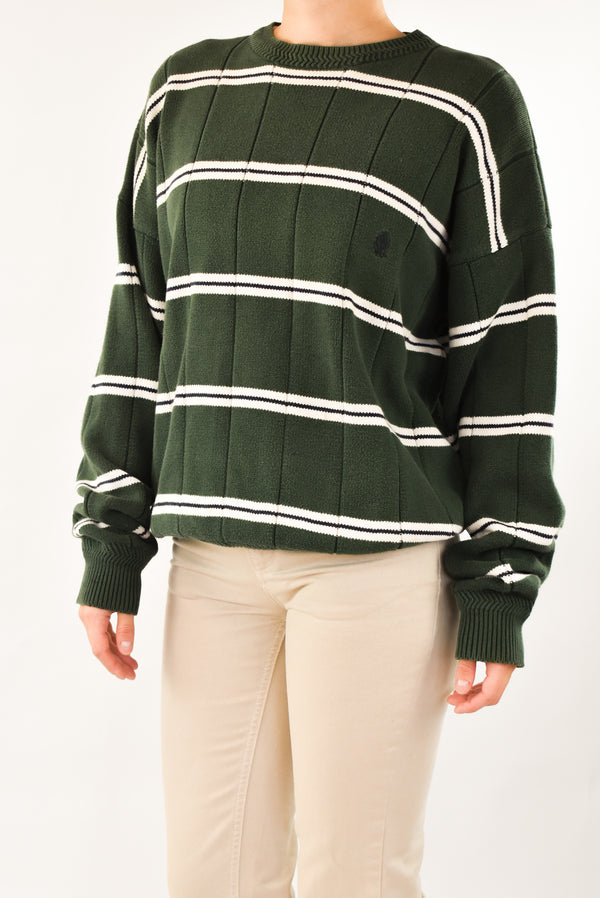 Green Striped Knitted Sweater