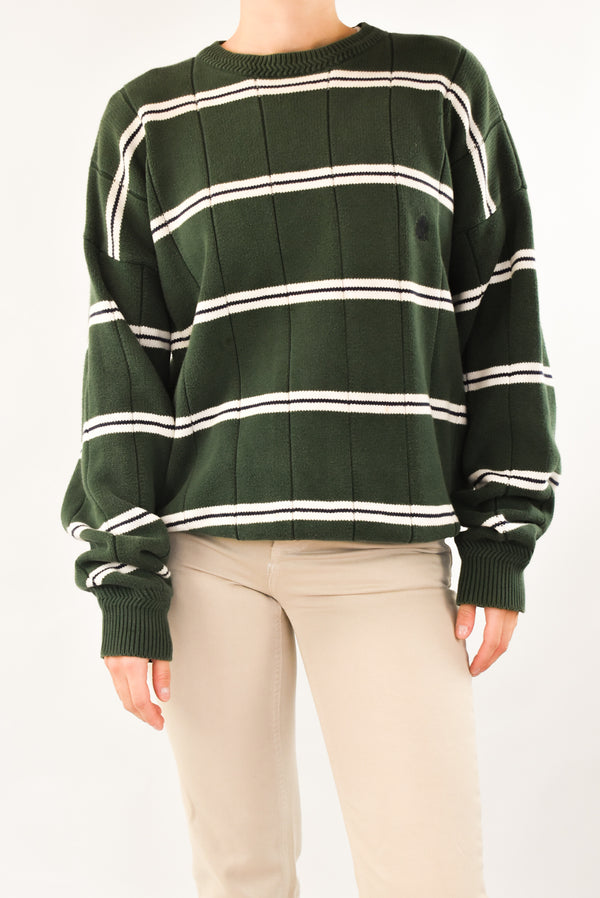 Green Striped Knitted Sweater