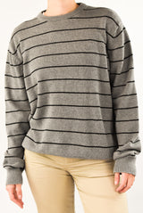 Grey Striped Knitted Sweater