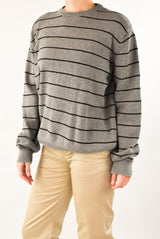 Grey Striped Knitted Sweater