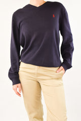 Navy V-Neck Knitted Sweater