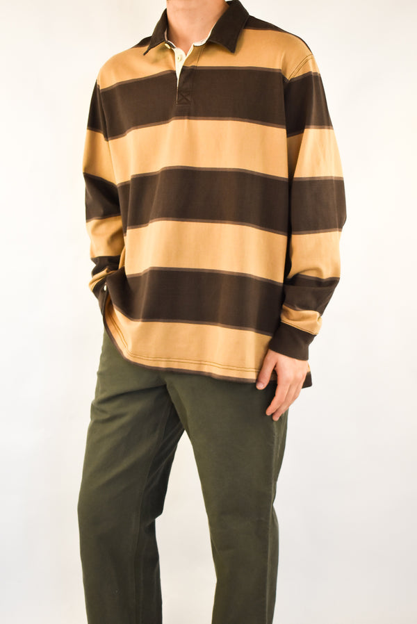 Brown Striped Rugby Polo