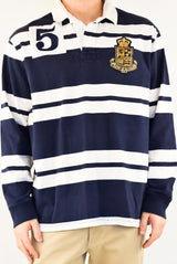 Navy Striped Rugby Polo