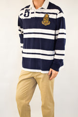 Navy Striped Rugby Polo