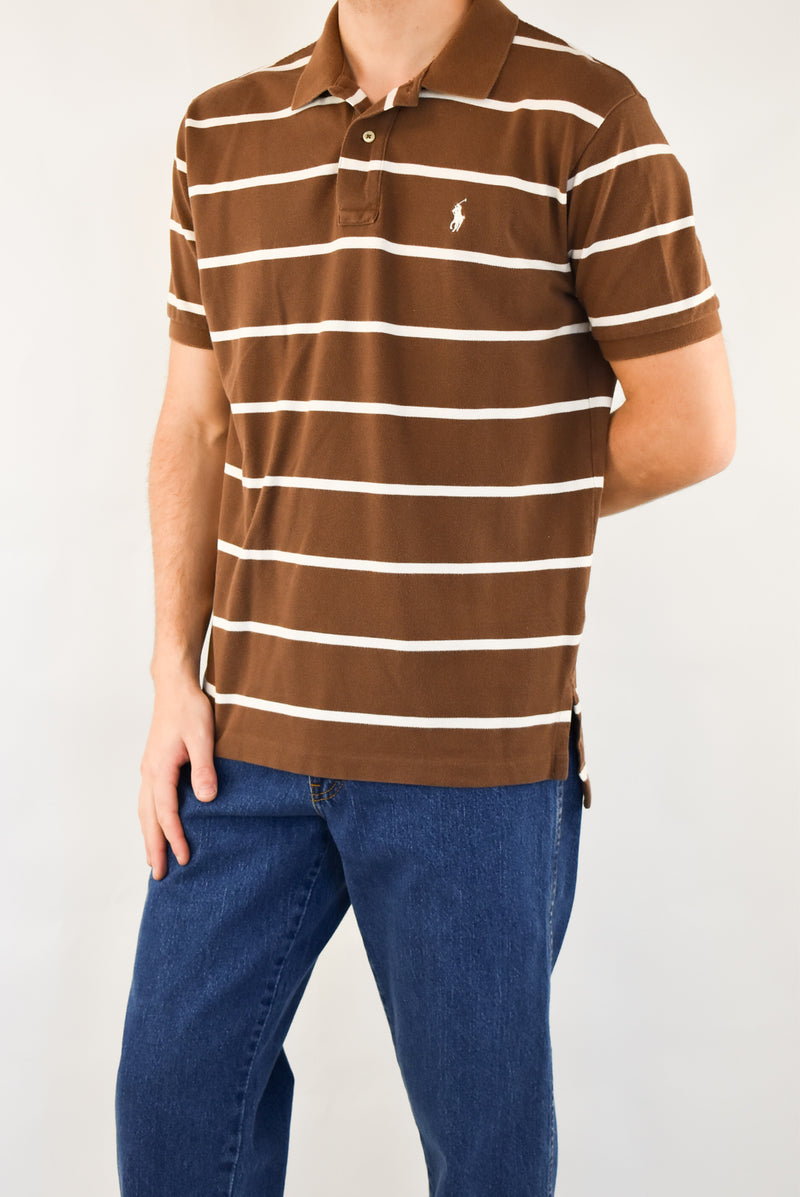 Brown Striped Polo