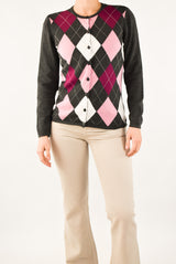 Argyle Grey Button Cardigan