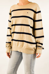 Beige Striped Knitted Sweater