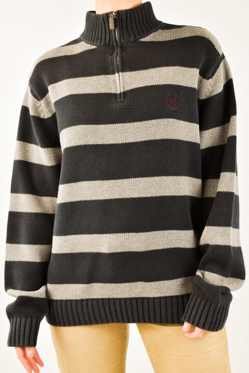 Striped Quarter Zip Sweater