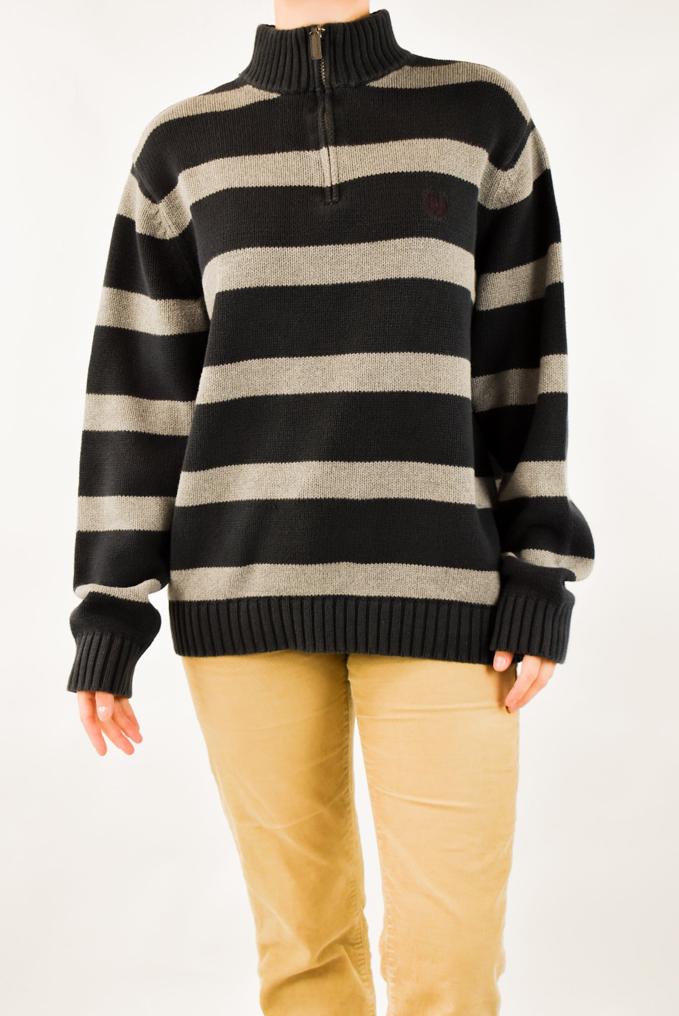 Striped Quarter Zip Sweater