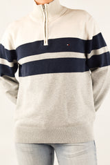 Striped Quarter Zip Sweater