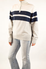 Striped Quarter Zip Sweater