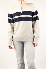 Striped Quarter Zip Sweater