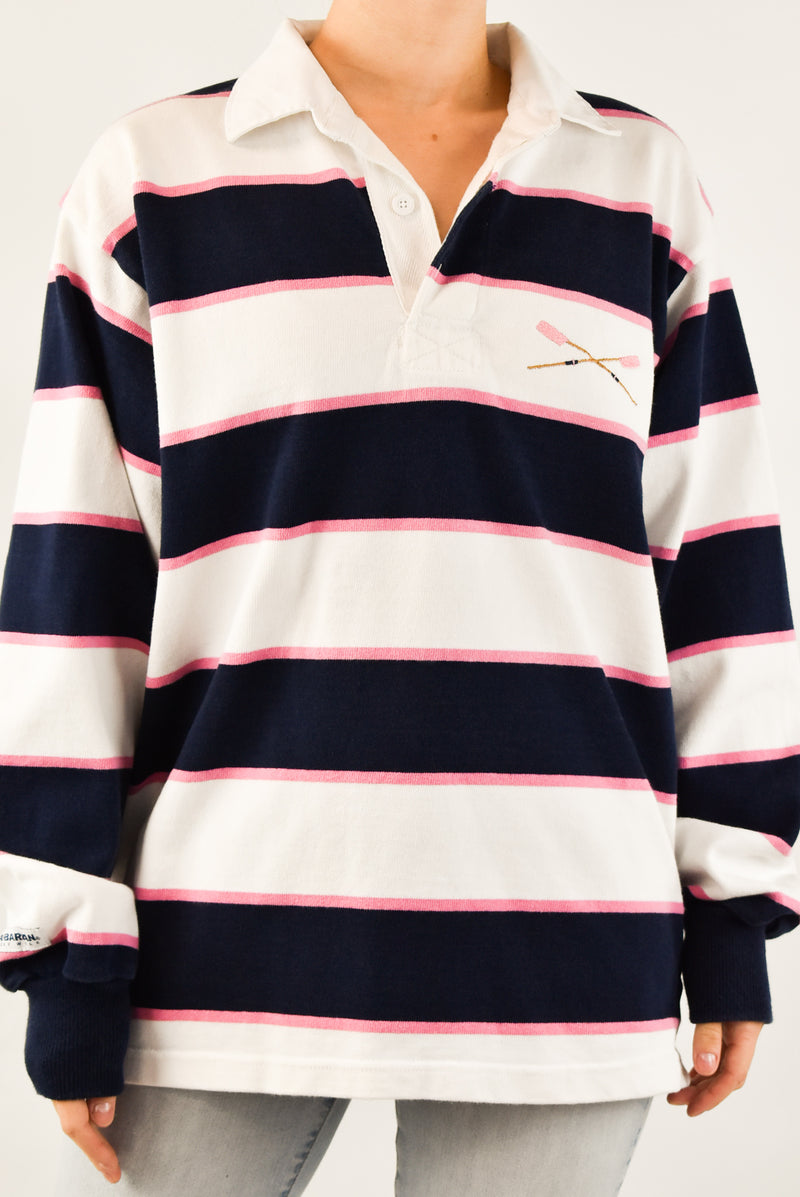 White Striped Rugby Polo