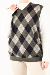 Grey Argyle Vest