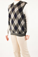 Grey Argyle Vest