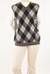 Grey Argyle Vest