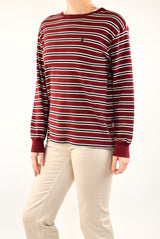 Burgundy Striped Long Sleeved T-Shirt