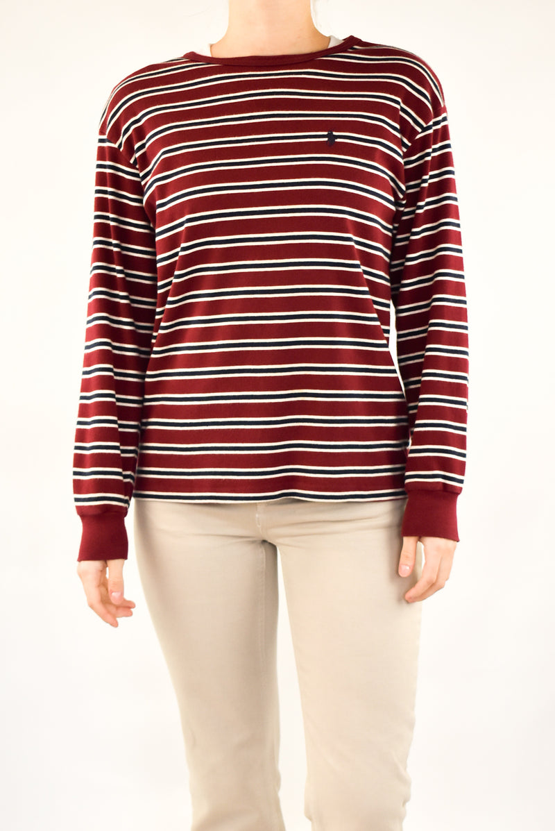 Burgundy Striped Long Sleeved T-Shirt