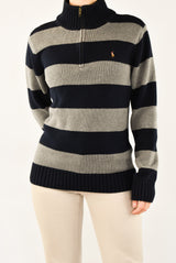 Striped Quarter Zip Sweater