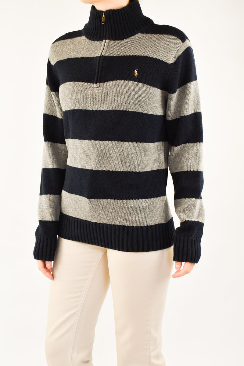 Striped Quarter Zip Sweater