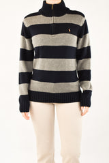 Striped Quarter Zip Sweater