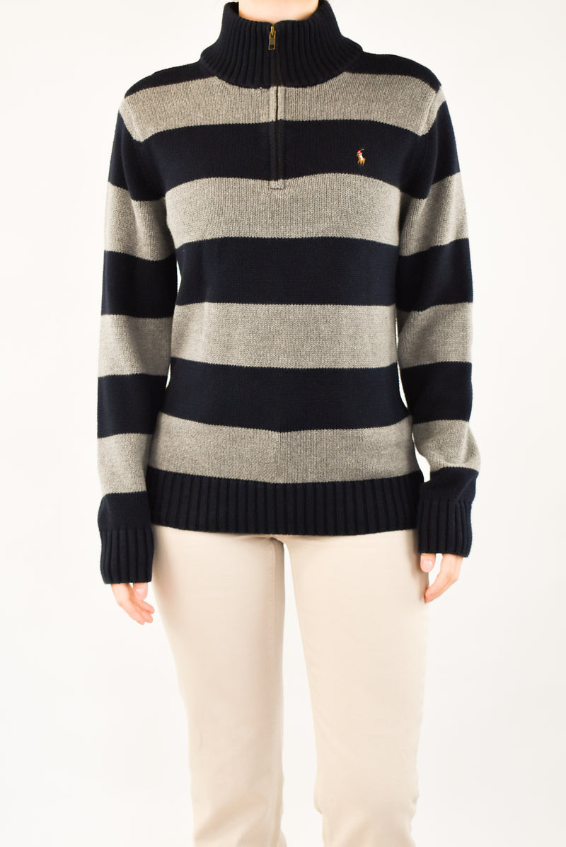 Striped Quarter Zip Sweater