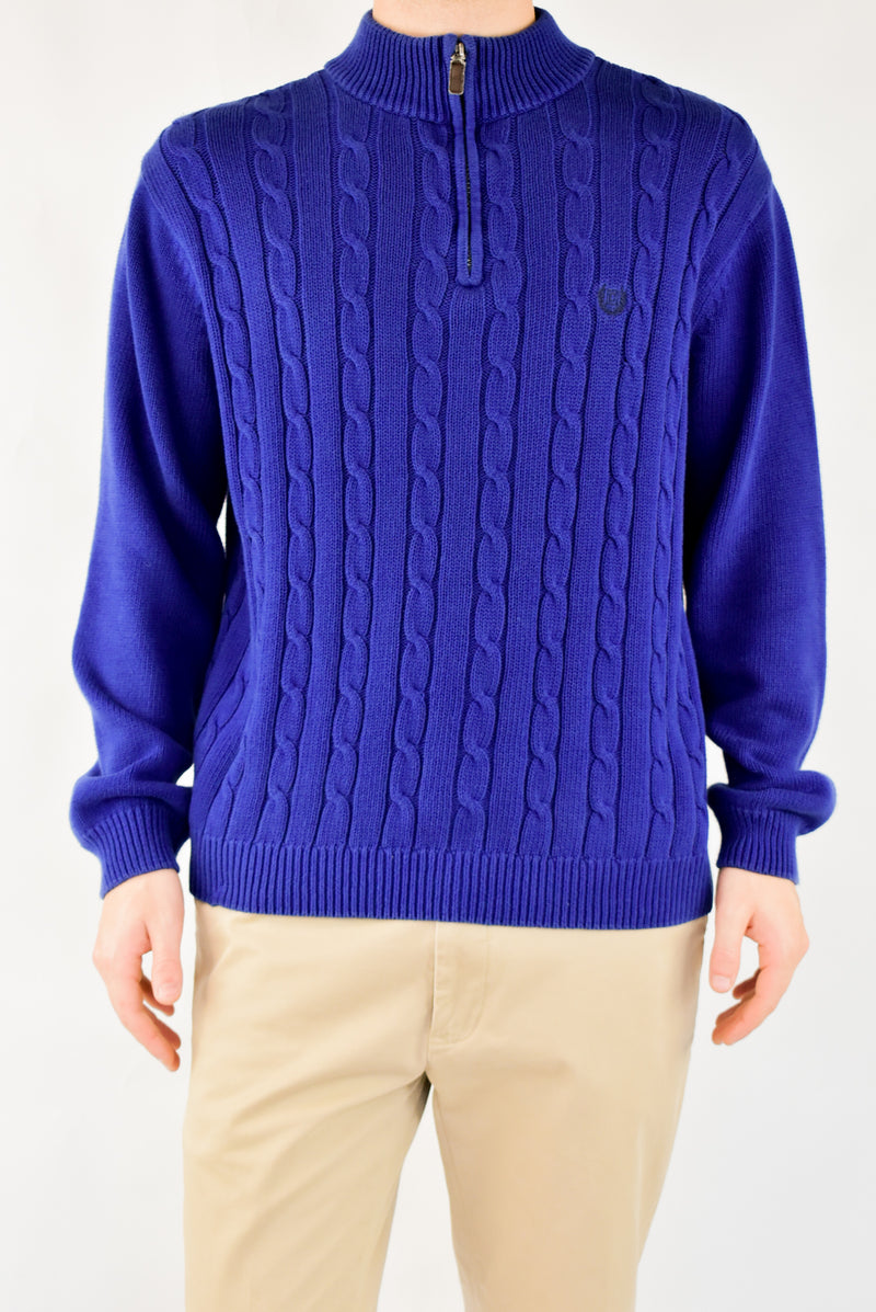 Royal Blue Cable Quarter Zip Sweater