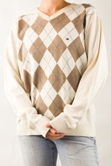 Cream Argyle Sweater