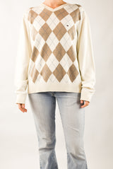 Cream Argyle Sweater