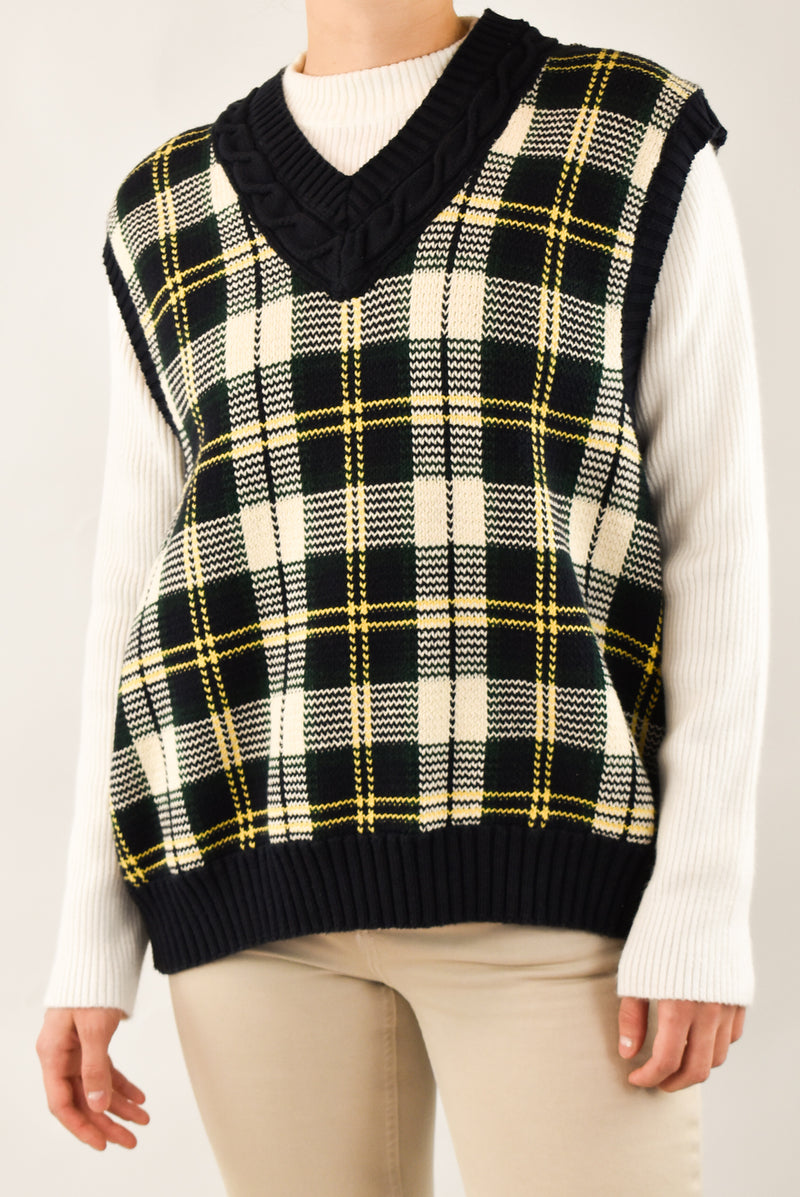 Navy Plaid Vest