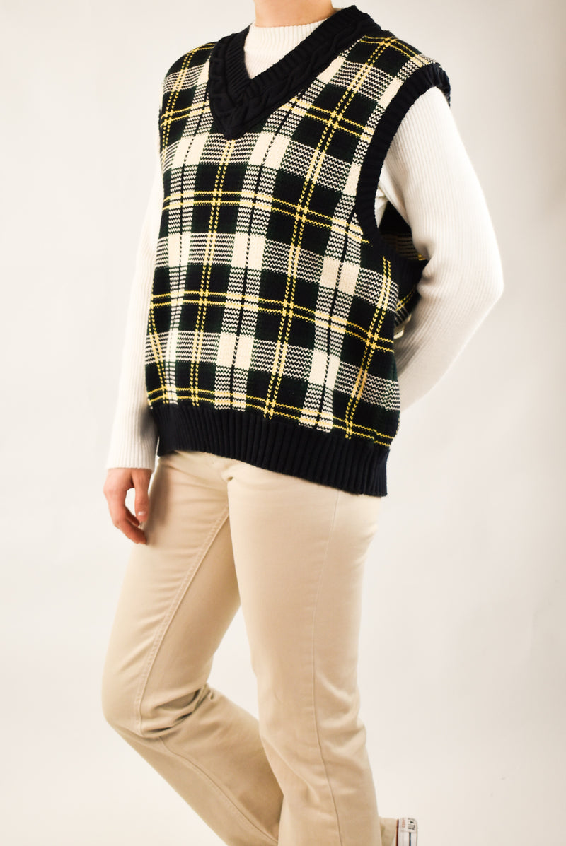 Navy Plaid Vest