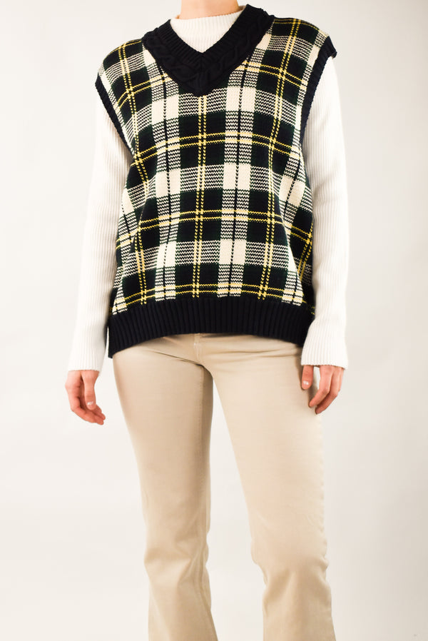 Navy Plaid Vest