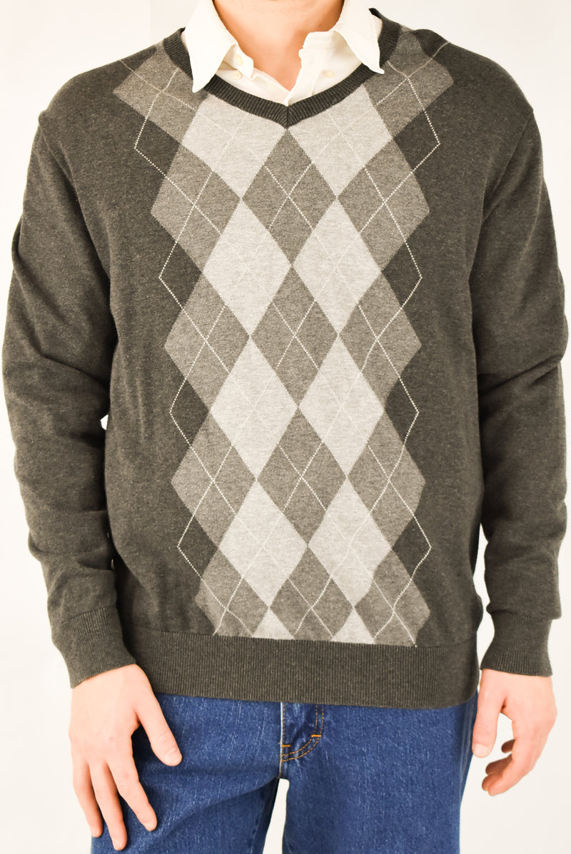 Grey Argyle Sweater