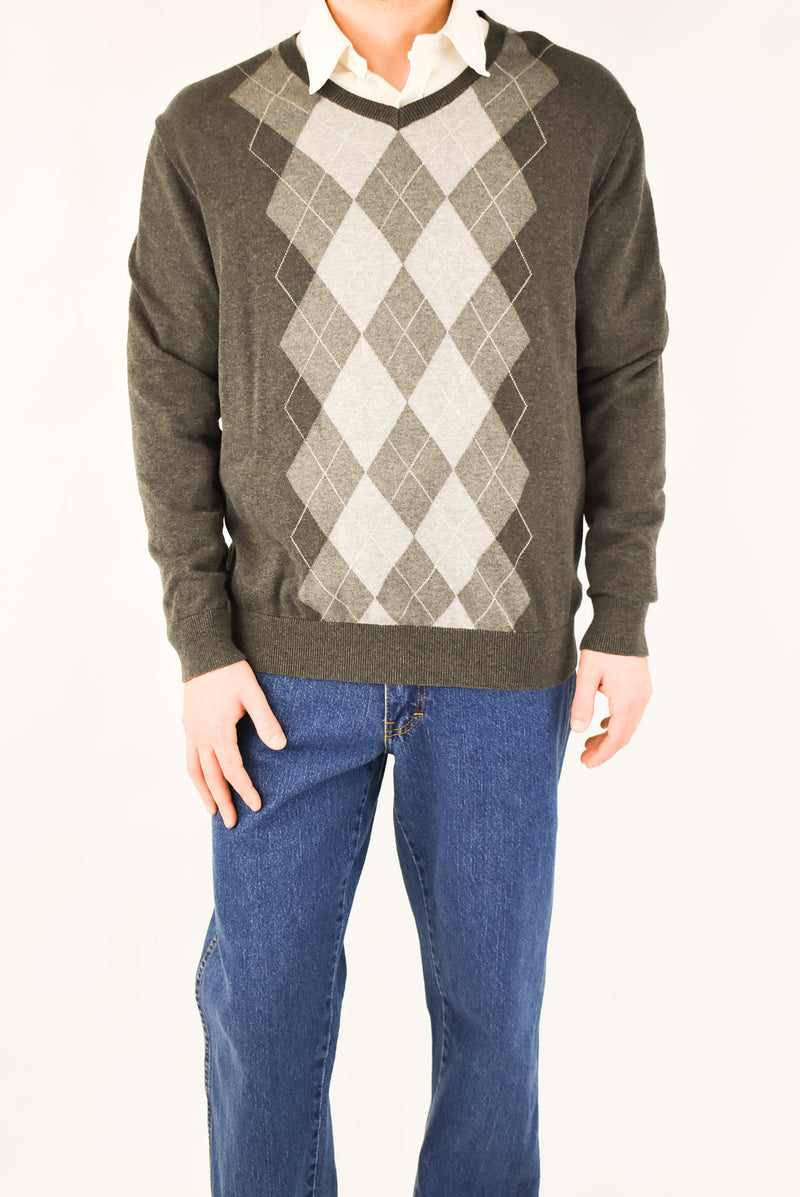 Grey Argyle Sweater