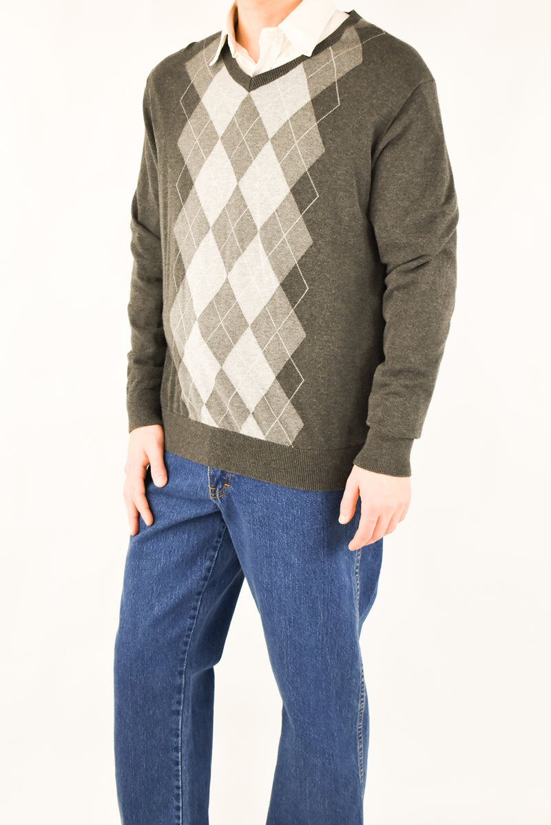 Grey Argyle Sweater