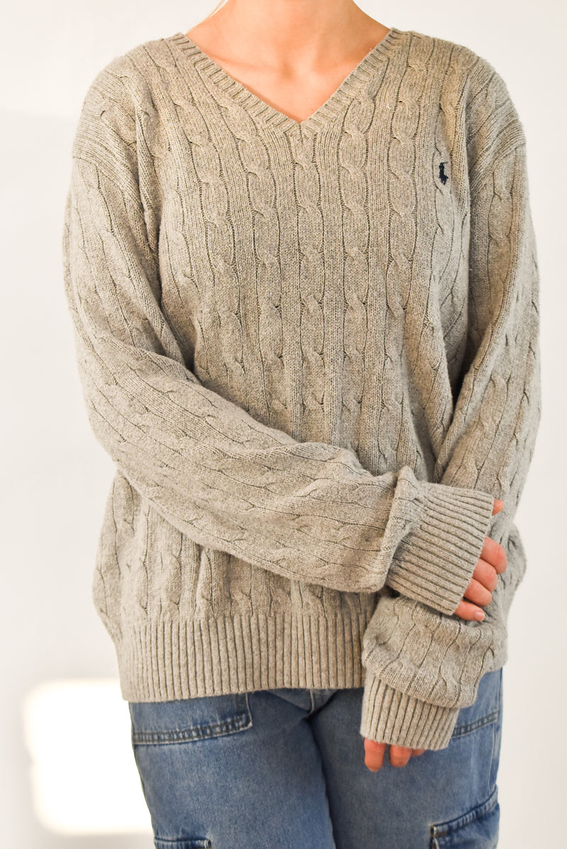 Grey Cable Knitted Sweater