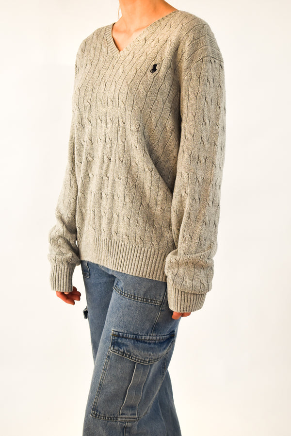 Grey Cable Knitted Sweater