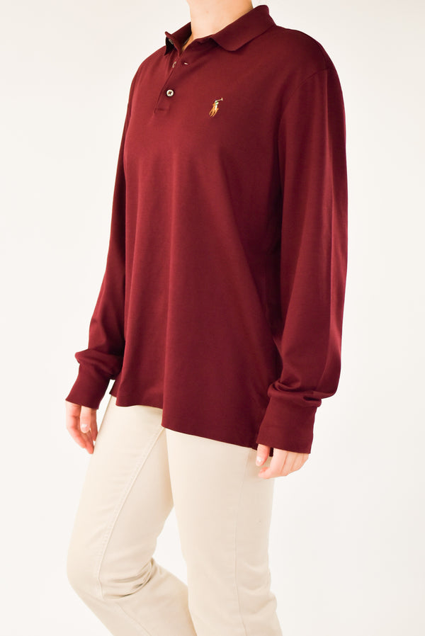 Burgundy Long Sleeve Polo