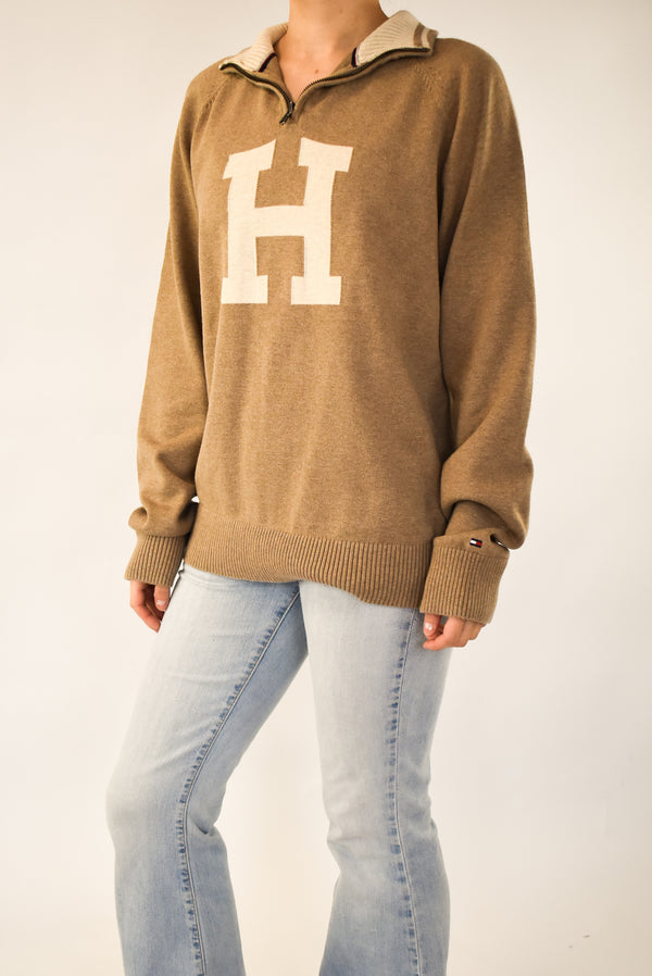 Brown Quarter Zip Sweater