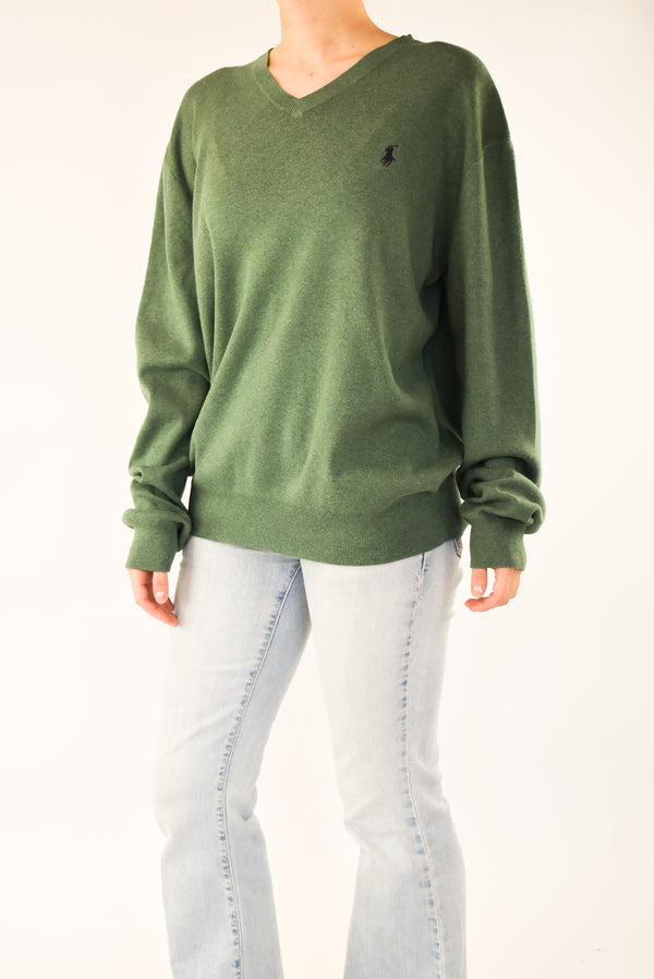 Forest Green V-Neck Sweater