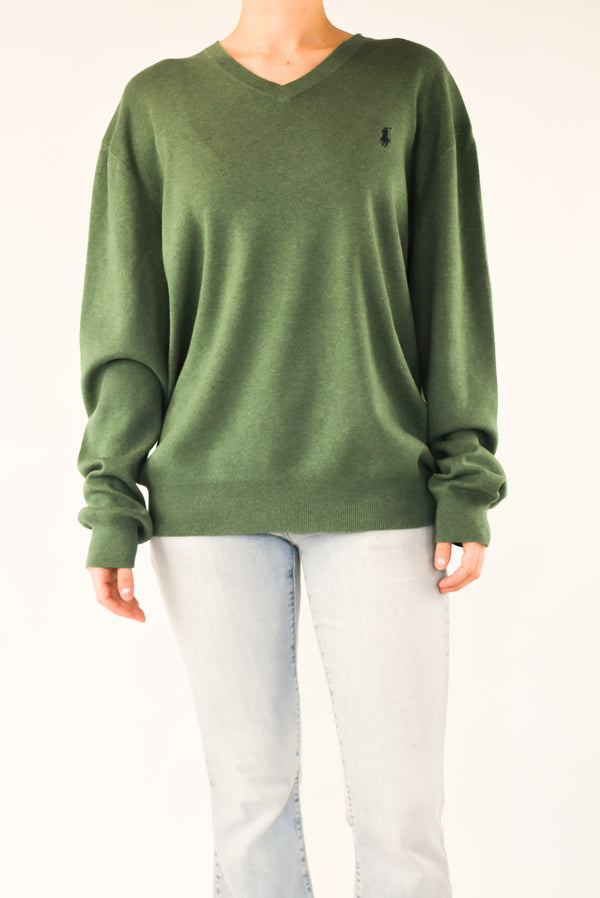 Forest Green V-Neck Sweater