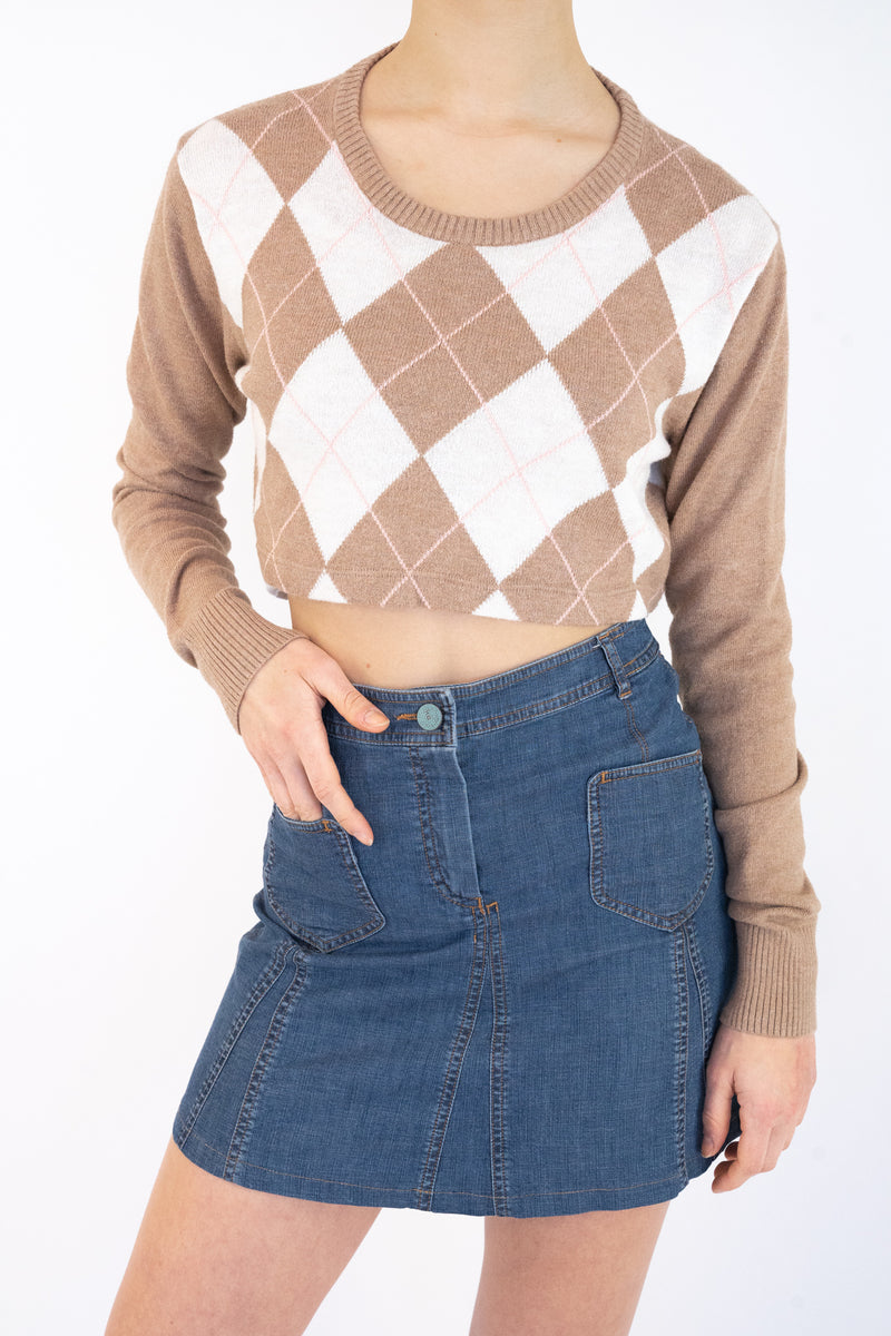 Argyle sweater crop top hot sale