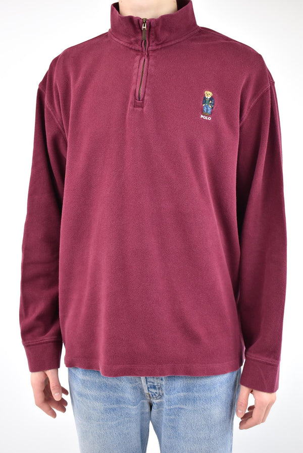 Polo Bear Burgundy Quarter Zip Sweater